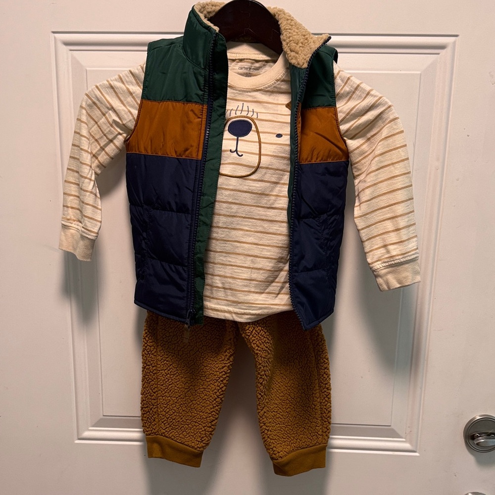 Carter's Beige and White Striped Shirt